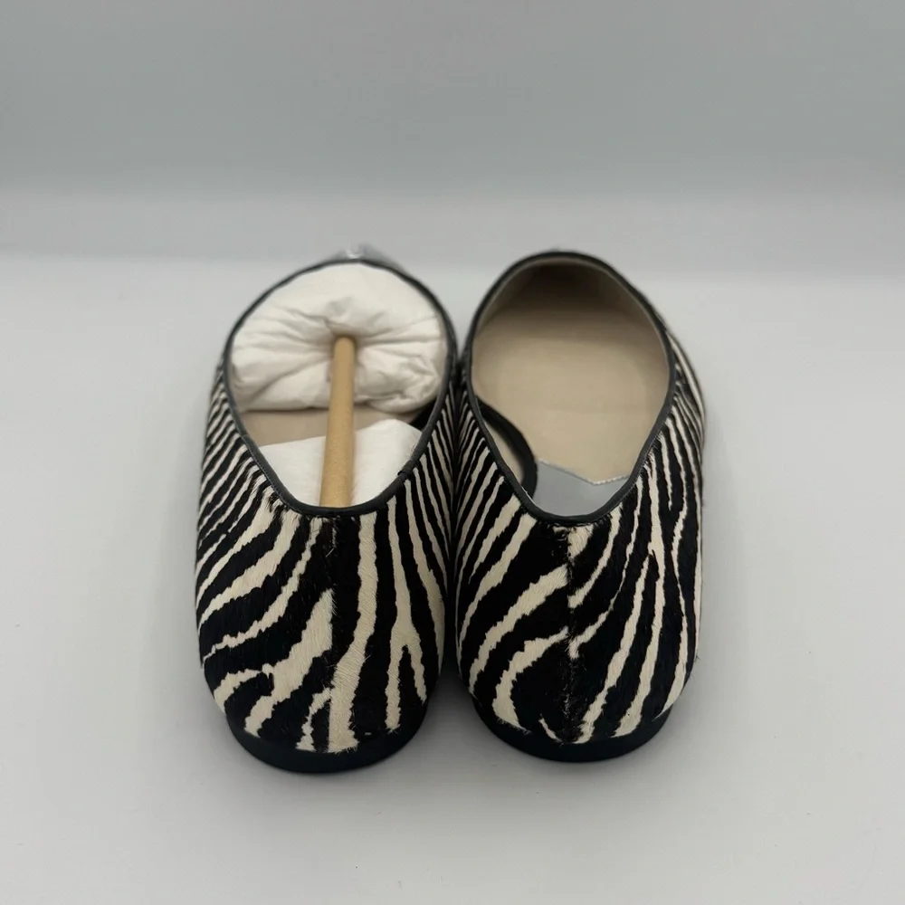 Michael Kors Paxton Leather Calf Hair Zebra Flats with Silver Tone Accents NIB - Picture 5 of 11